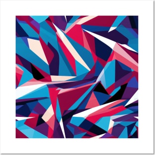 Cubist Harmony: Modern Geometric Dance in Pink, Blue, and Violet Posters and Art